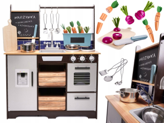 Ikonka Detská drevená MDF kuchynka s doplnkami LOFT XXL, 96 cm